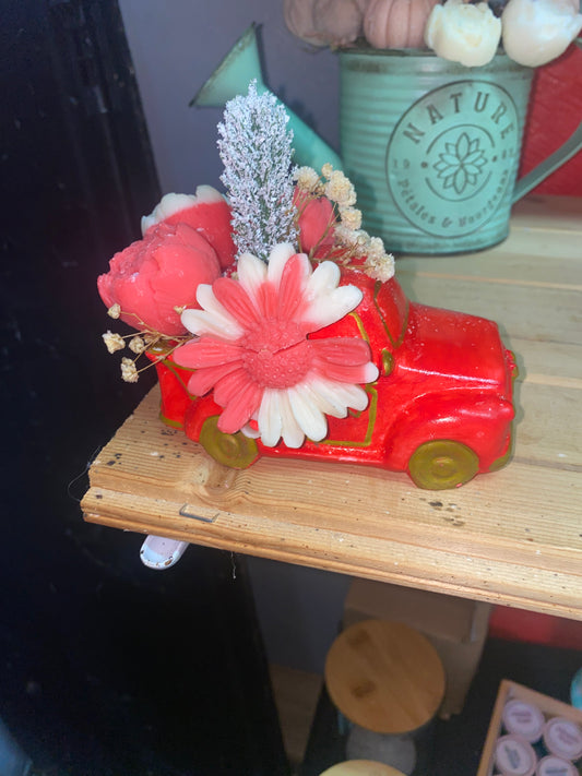 Bouquet voiture macaron framboise violette