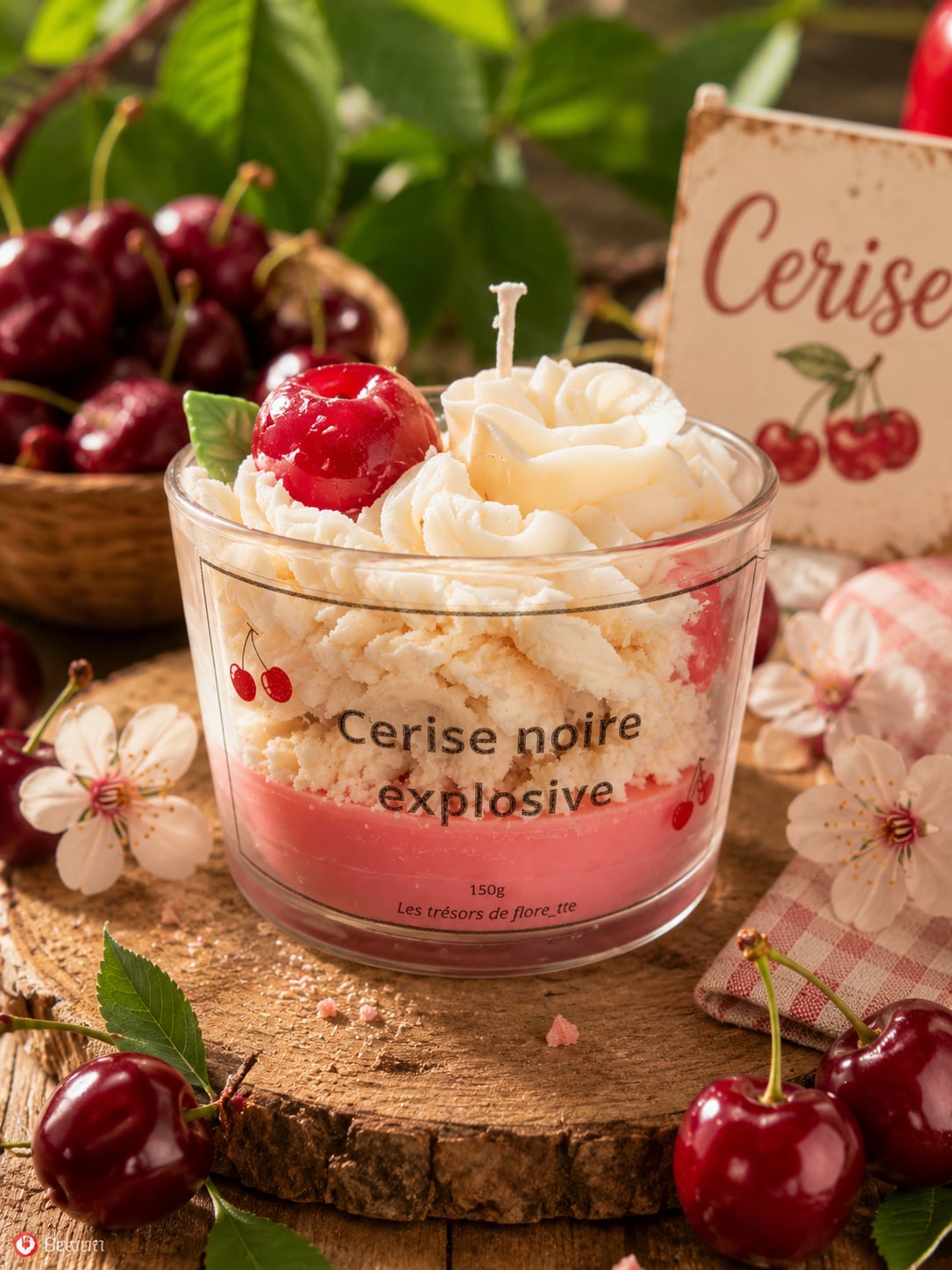 Bougie cerise noire explosive